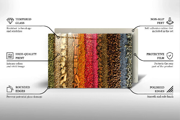 Skärbräda glas modern Färgglada kryddor