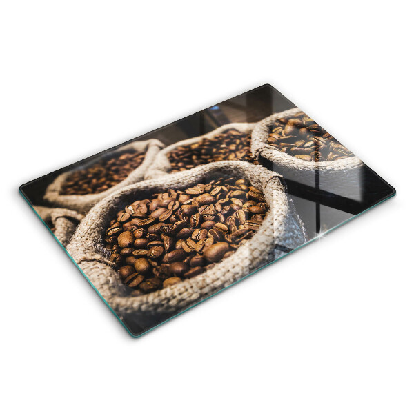 Skärbräda glas modern Påsar med kaffebönor