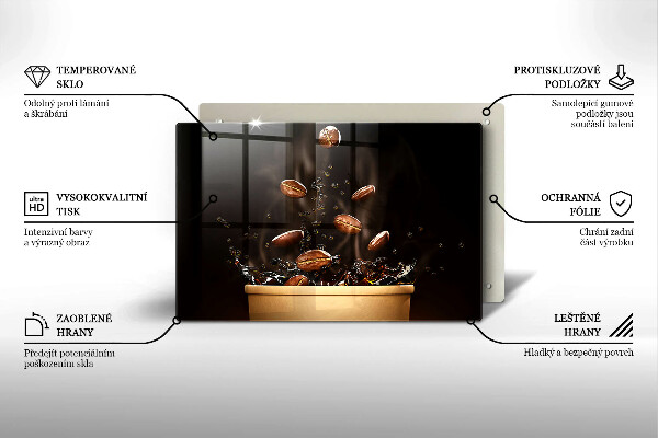 Skärbräda glas modern Heta kaffebönor