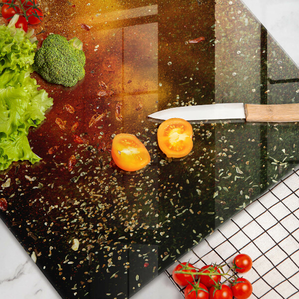 Skärbräda glas modern Färgglada kryddor