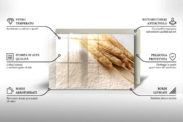 Skärbräda glas modern Mjöl och ax av säd