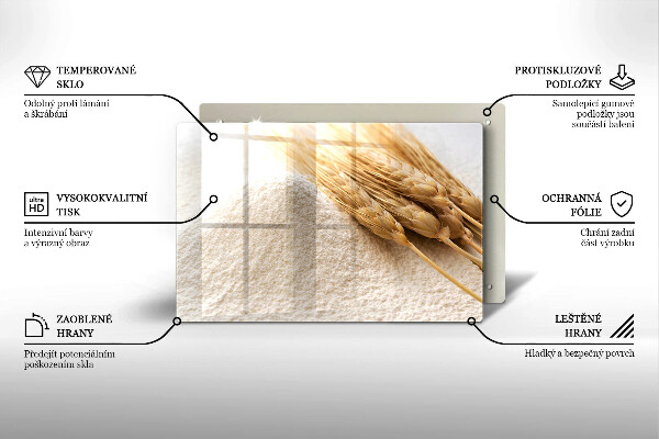 Skärbräda glas modern Mjöl och ax av säd