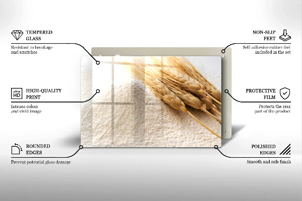 Skärbräda glas modern Mjöl och ax av säd