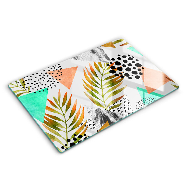 Skärbräda glas modern Boho lövmönster