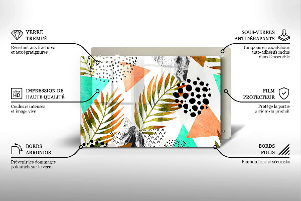 Skärbräda glas modern Boho lövmönster