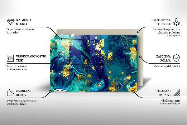 Skärbräda glas modern Abstraktion med guld