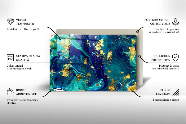 Skärbräda glas modern Abstraktion med guld