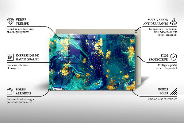 Skärbräda glas modern Abstraktion med guld