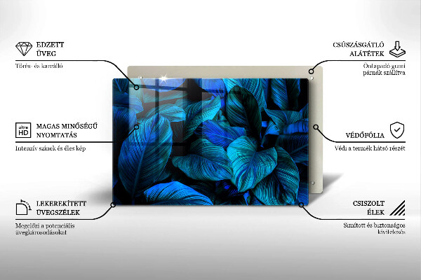 Skärbräda glas modern Lämnar djungelvegetation