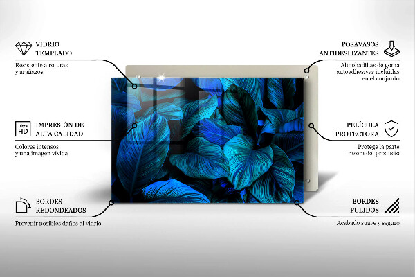 Skärbräda glas modern Lämnar djungelvegetation