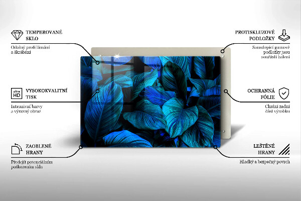 Skärbräda glas modern Lämnar djungelvegetation