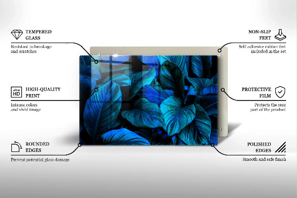 Skärbräda glas modern Lämnar djungelvegetation