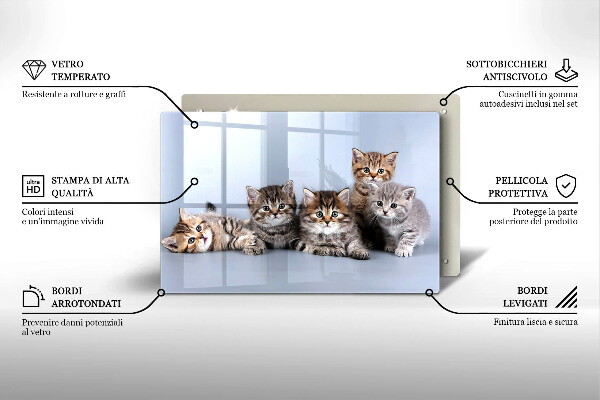 Skärbräda glas modern Söta små kattungar