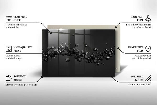 Skärbräda glas modern 3D-former abstrakt