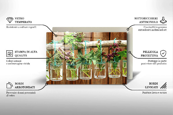 Skärbräda glas modern Örter växter vintage