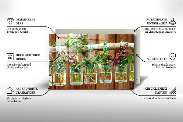 Skärbräda glas modern Örter växter vintage
