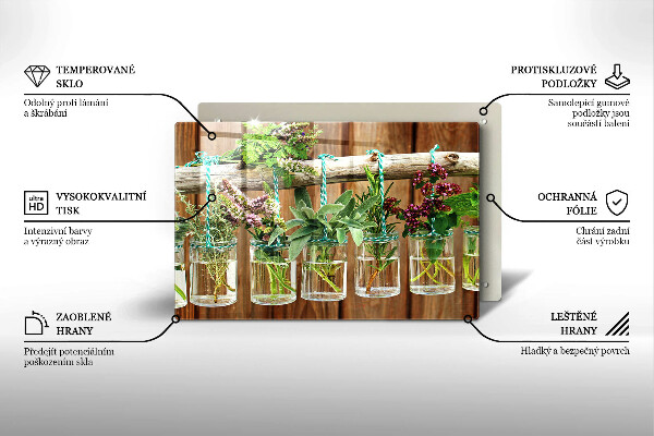 Skärbräda glas modern Örter växter vintage