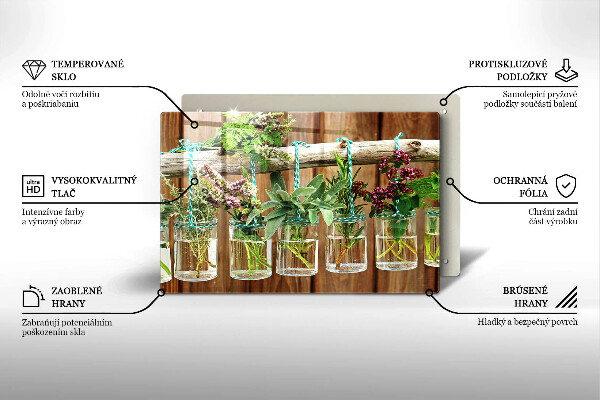 Skärbräda glas modern Örter växter vintage