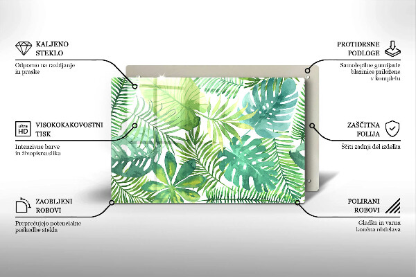 Skärbräda glas modern Akvarell boho blad