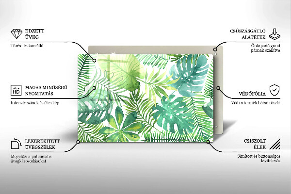 Skärbräda glas modern Akvarell boho blad