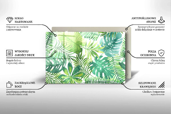 Skärbräda glas modern Akvarell boho blad