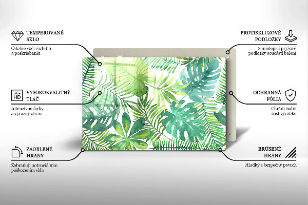 Skärbräda glas modern Akvarell boho blad