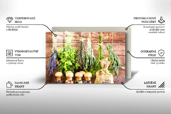 Skärbräda glas modern Örter Kryddor och trä