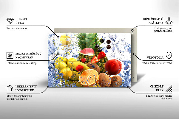 Skärbräda glas modern Saftig frukt och vatten