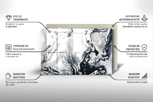 Skärbräda glas modern Bläckabstraktion