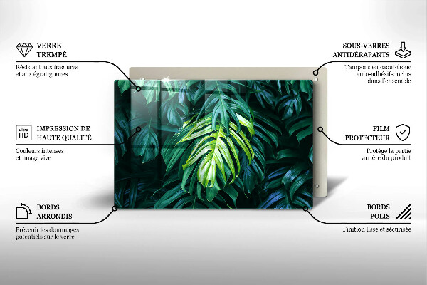 Skärbräda glas modern Vilda Monstera blad