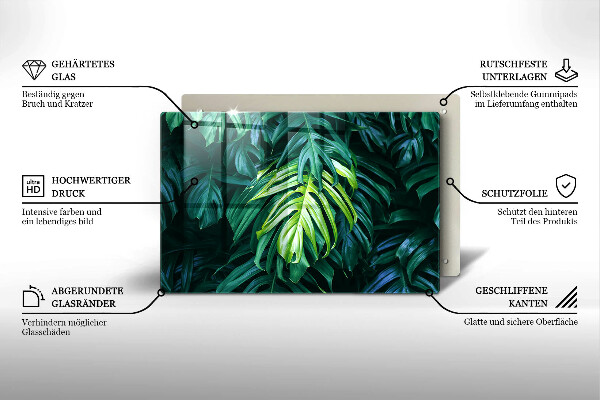 Skärbräda glas modern Vilda Monstera blad
