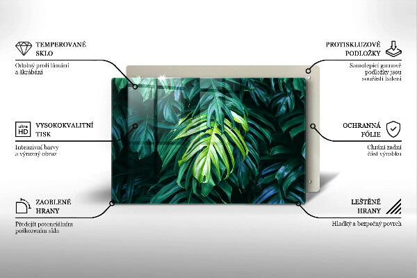 Skärbräda glas modern Vilda Monstera blad