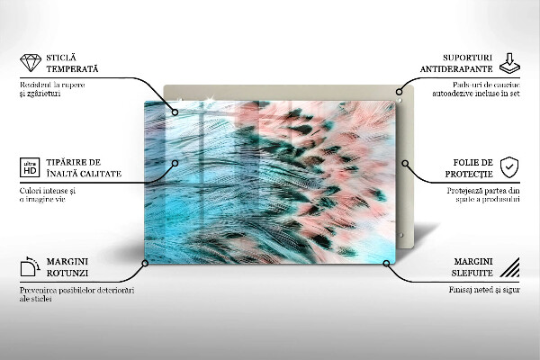 Skärbräda glas modern Boho fågelfjädrar