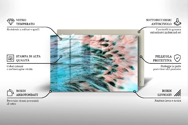 Skärbräda glas modern Boho fågelfjädrar