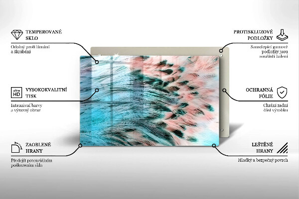 Skärbräda glas modern Boho fågelfjädrar