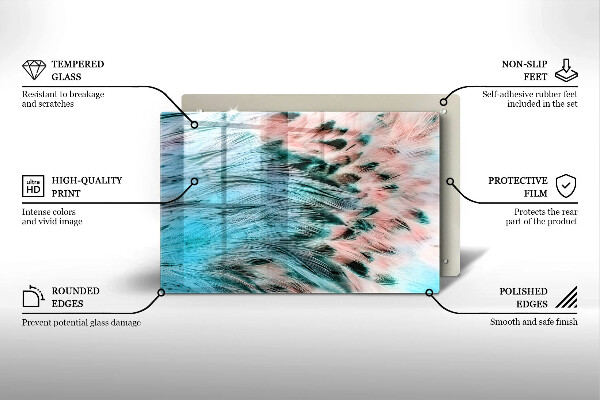 Skärbräda glas modern Boho fågelfjädrar