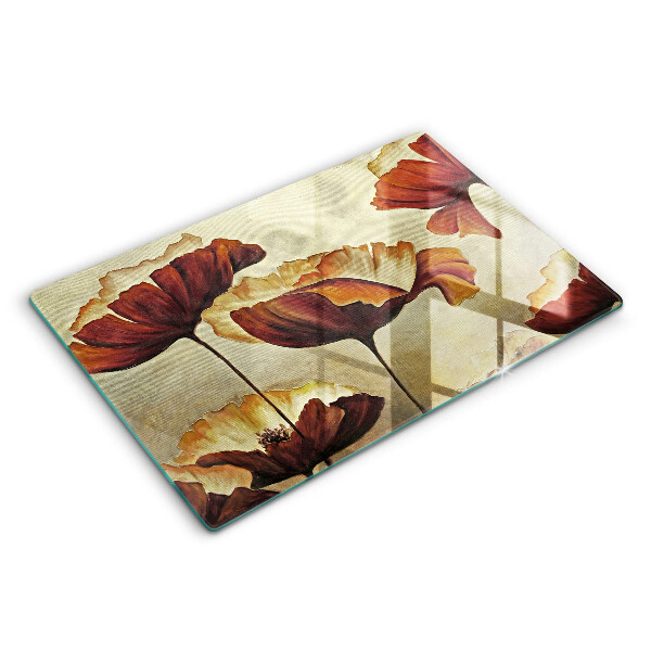 Skärbräda glas modern Målade bohoblommor