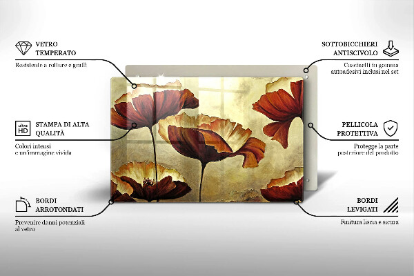 Skärbräda glas modern Målade bohoblommor