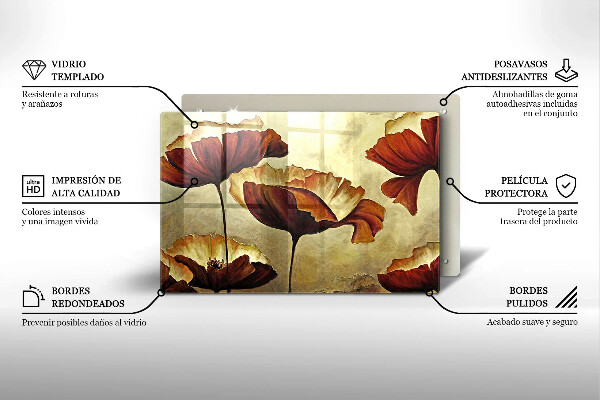 Skärbräda glas modern Målade bohoblommor