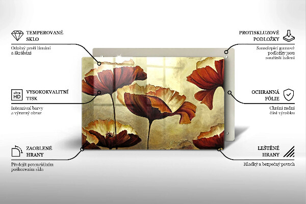 Skärbräda glas modern Målade bohoblommor