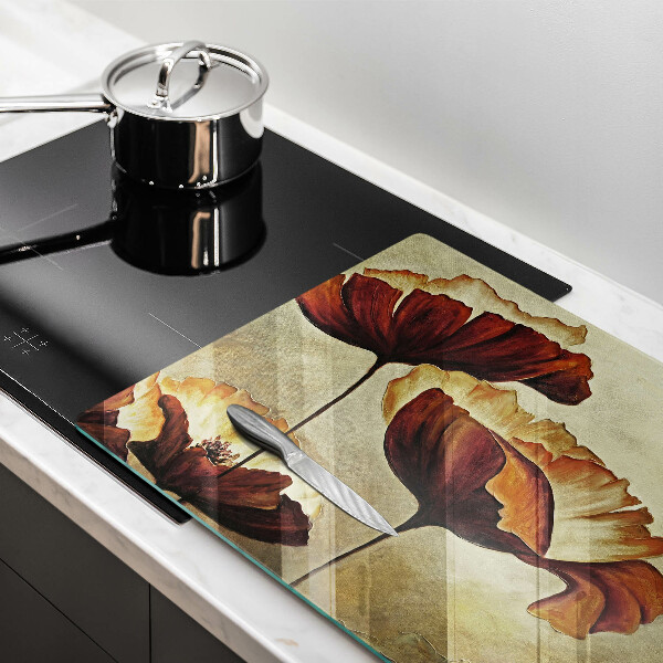 Skärbräda glas modern Målade bohoblommor