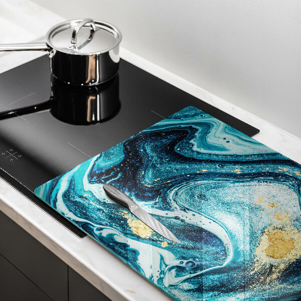 Skärbräda glas modern Blått abstrakt guld