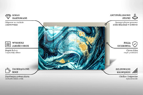 Skärbräda glas modern Blått abstrakt guld