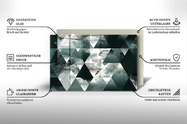 Skärbräda glas modern Trianglar och vatten