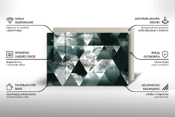 Skärbräda glas modern Trianglar och vatten