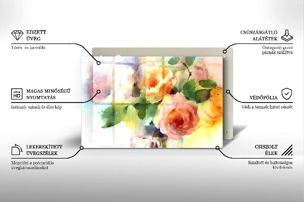 Skärbräda glas modern Målade blommor