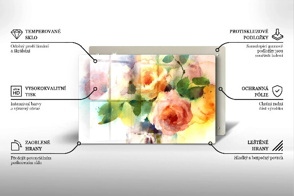 Skärbräda glas modern Målade blommor