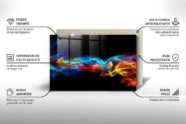 Skärbräda glas modern Färgad rök