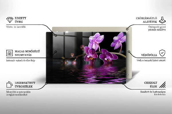 Skärbräda glas modern Orkidé vatten zen