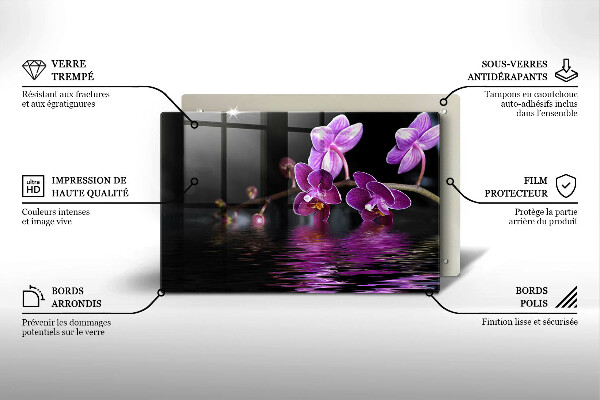 Skärbräda glas modern Orkidé vatten zen